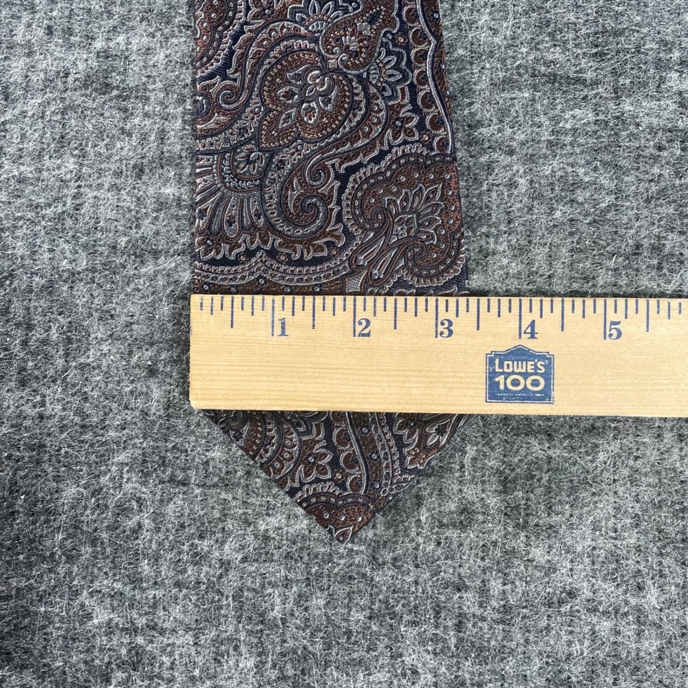 Jos. A. Bank Signature Collection Men's Silk Paisley Tie Brown Grey Blue 3.25" - Picture 3 of 3